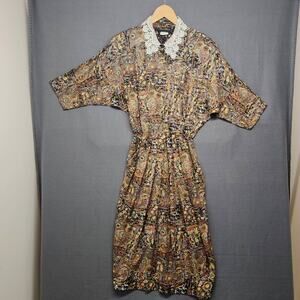 Vintage Dress Positive Influence Cottage Classic Dolman Sleeve Pockets Made USA